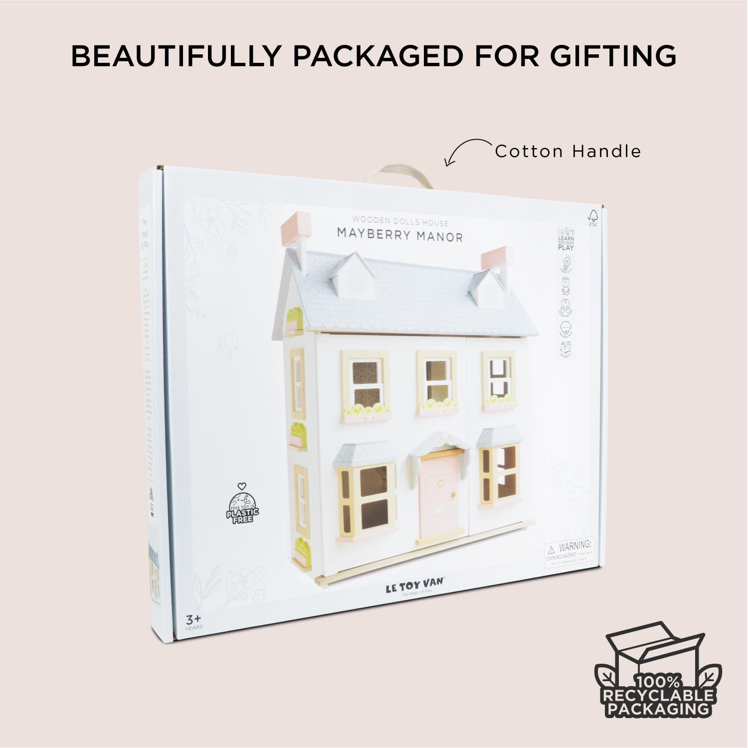 Le Toy Van – Mayberry Manor großes Puppenhaus aus Holz | Puppenhaus-Spielset aus Holz mit 3 Etagen für Mädchen & Jungen – Geeignet für Kinder ab 3 Jahren | Nachhaltiges Puppenhaus Spielzeug aus Holz, ab 3 Jahren, FSC-zertifiziertes Holz, 100% plastikfrei