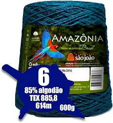 Barbante Amazônia Nº 6 com 600g São João - Cor 42 Azul Petróleo