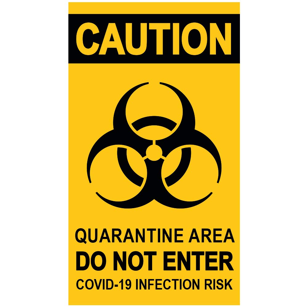 "Quarantine Area. COVID-19" | Vinyl sign for doors and windows | 9 x 16 cm