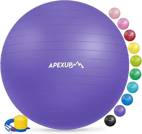 APEXUP Pelota de yoga, silla antideslizante de estabilidad, pelota de gimnasio grande resistente para fitness, equilibrio, entrenamiento central y APEXUP Pelota de yoga, silla antideslizante de estabilidad, pelota de gimnasio grande resistente para fitness, equilibrio, entrenamiento central y