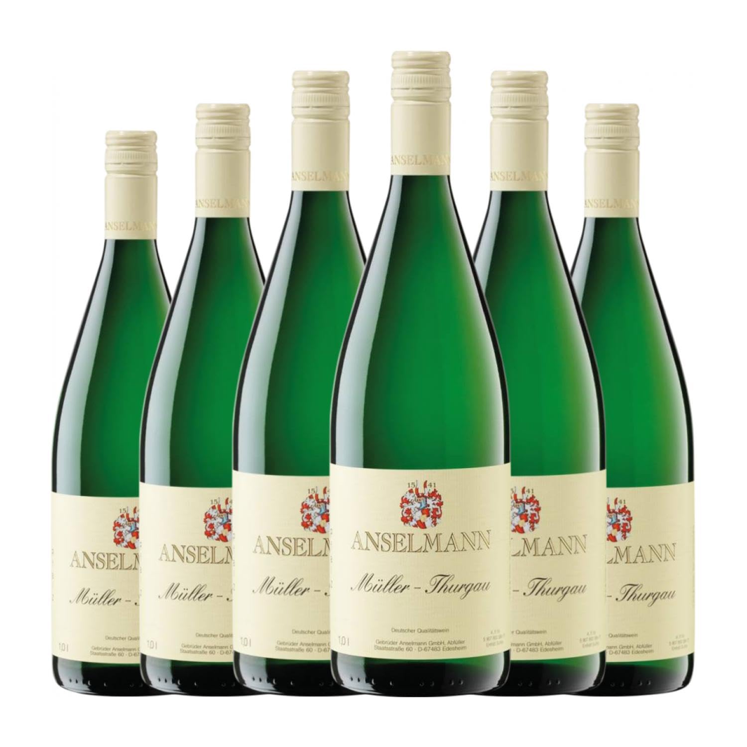 Anselmann Müller-Thurgau Trocken Pfälz 1 L Weißwein (Karton mit 6 Flaschen von 1 L)