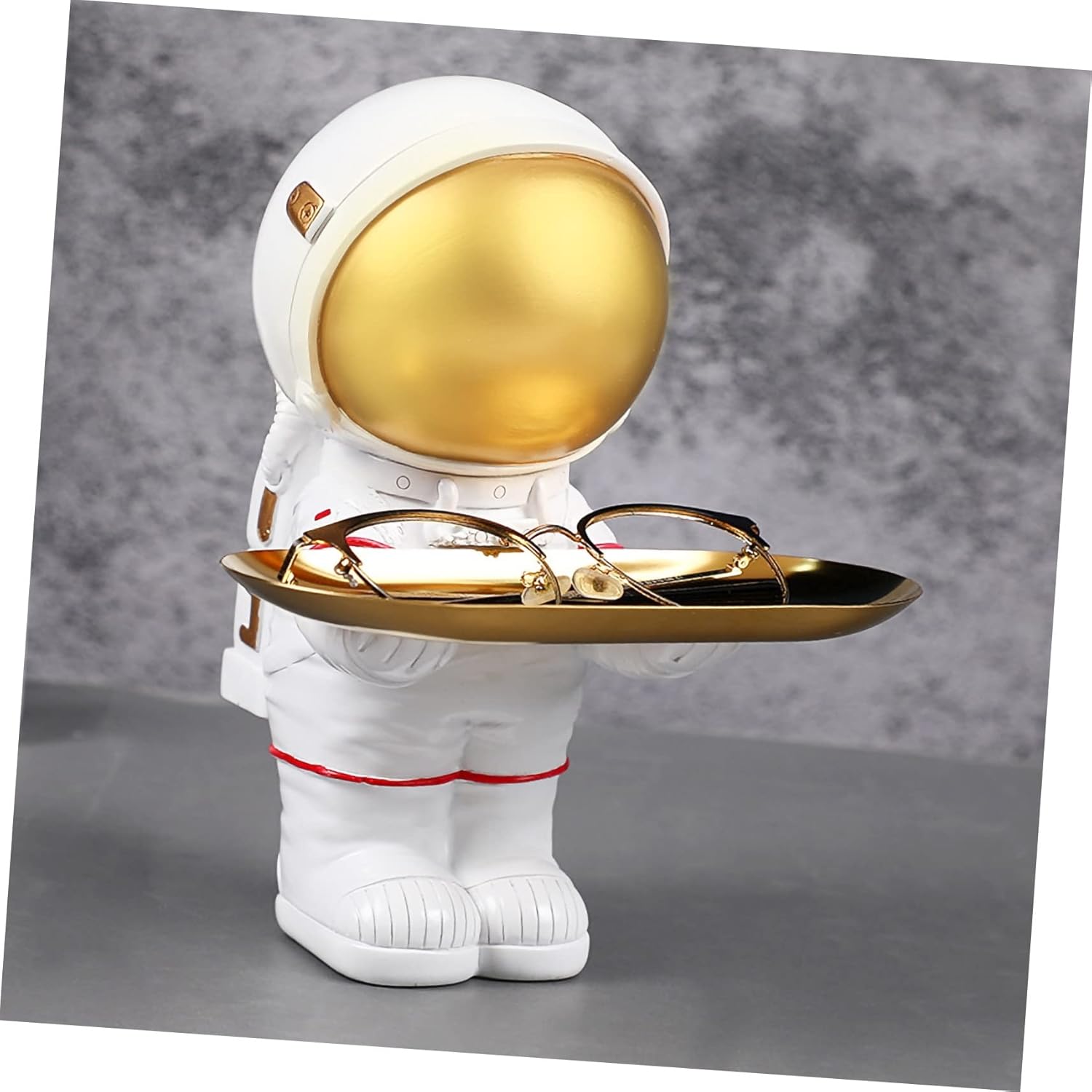 Decorative Astronaut Storage Tray Creative Resin Spaceman Design for Keys and Small Items Unique Home for Entryway and Office White Small