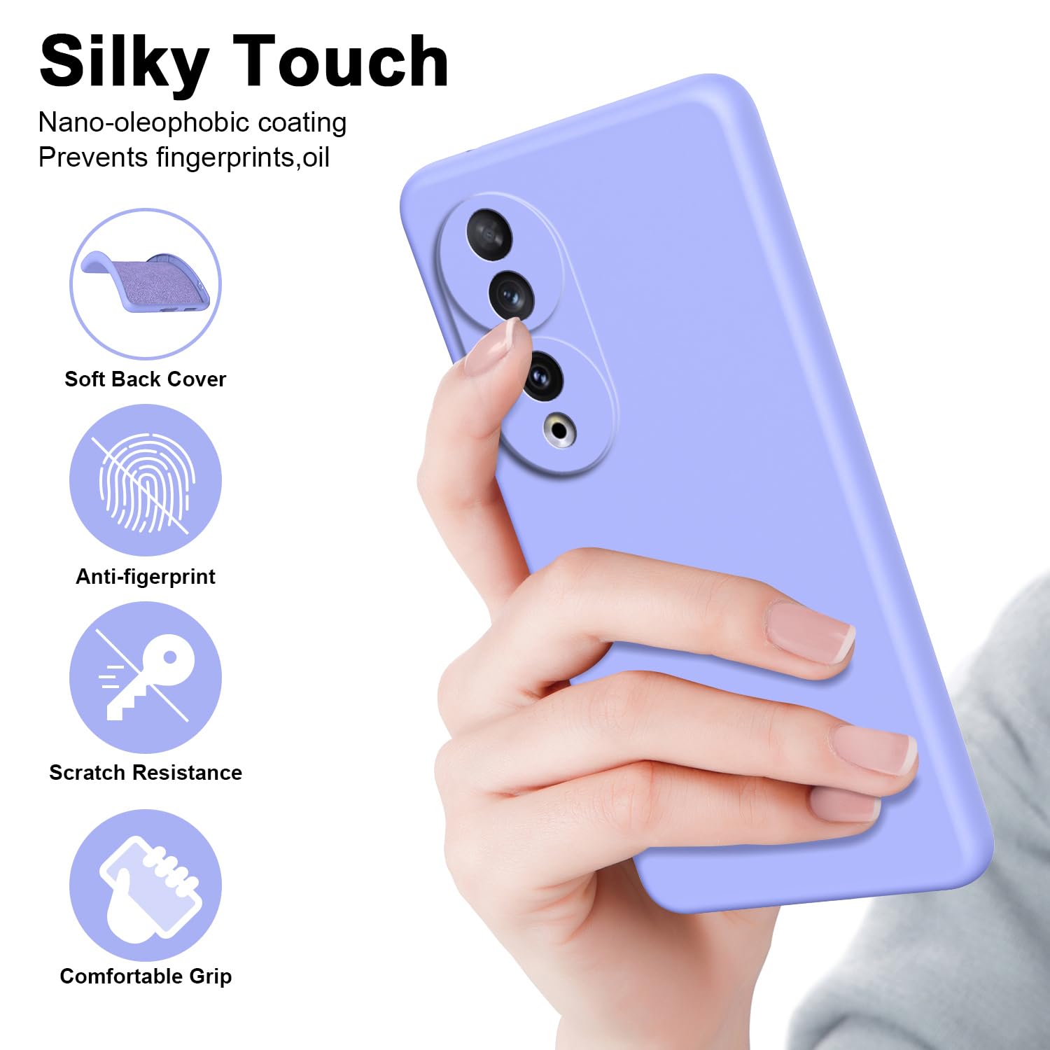 Custodia In Silicone Per Honor 90 Con Anello E Supporto Magnetico – Viola, Fodera In Microfibra - 5