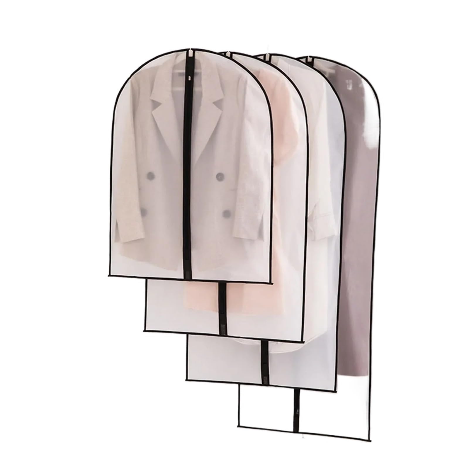 fundas para ropa 3Pcs Transparent Dust Cover For Clothes, Hanger With Zipper, Waterproof, Coat, Suit, Dress, Organizer(S)