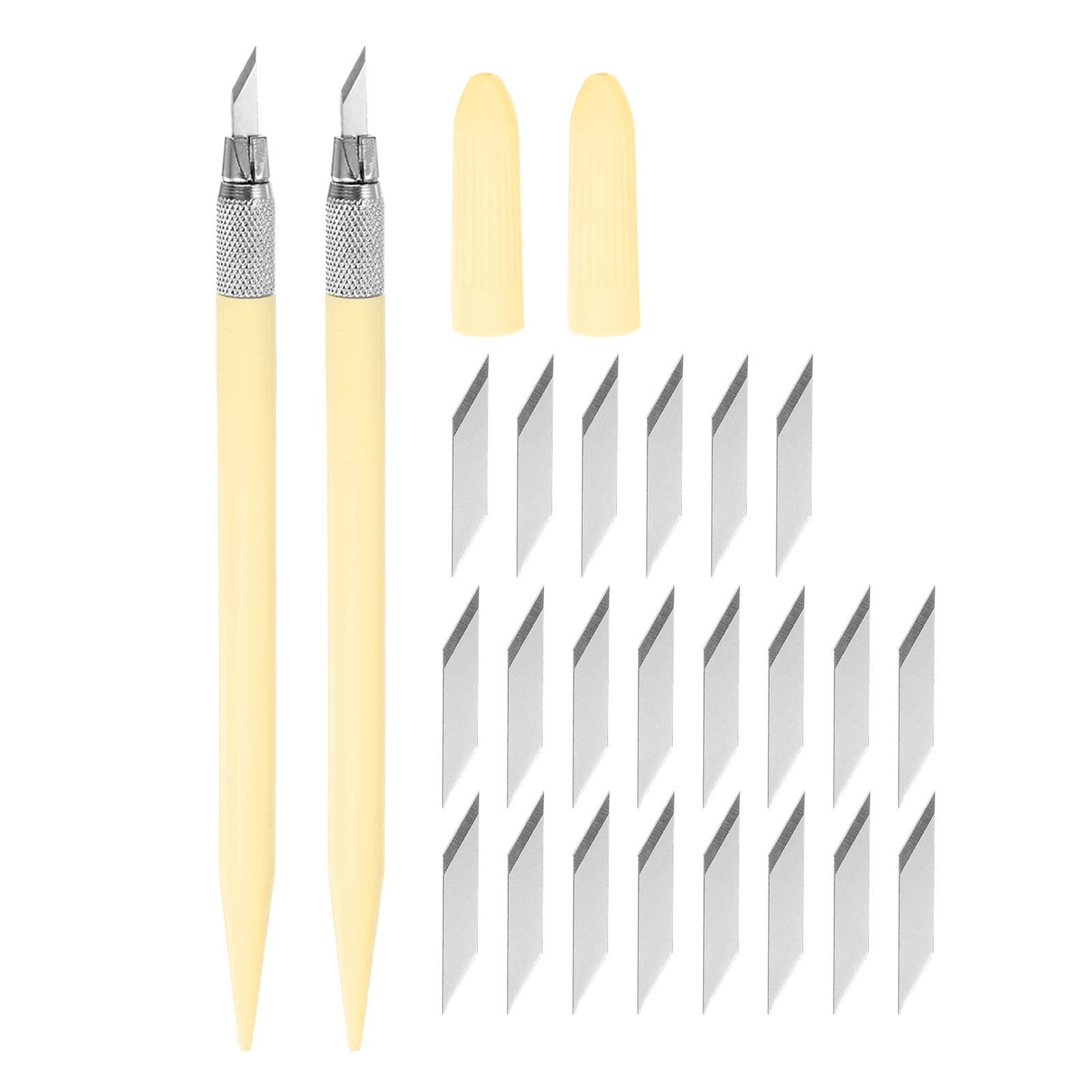 uxcell Art Craft Knife Set, 2pcs Carving Knife with 24pcs Spare Metal Blade for Scrapbooking Stencil Hobby DIY, PVC Plastic Handle, Black (2 Set) — Amazon image 8