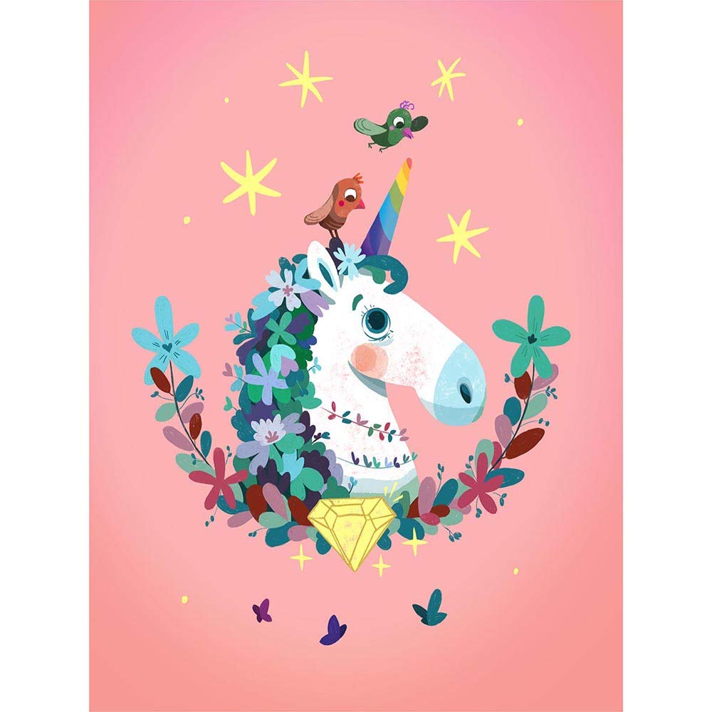 Wee Blue Coo Unicorn Diamond Birds Art Print Poster Wall Decor 12X16 Inch