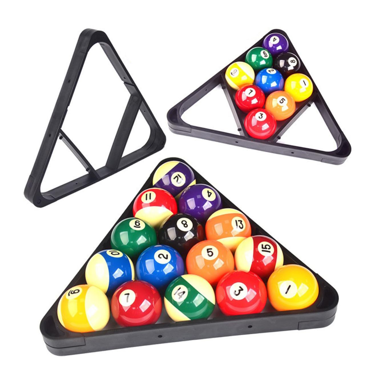Cabilock Supporto Triangolare Resistente e Facile da Organizzare in Plastica Nera per Palle da Biliardo per Casa e Feste, Adatto a Professionisti e Amatori