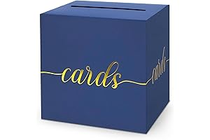 Navy Blue and Gold Foil Card Holder Box with Lid 8.7"x 4"x 3.3"