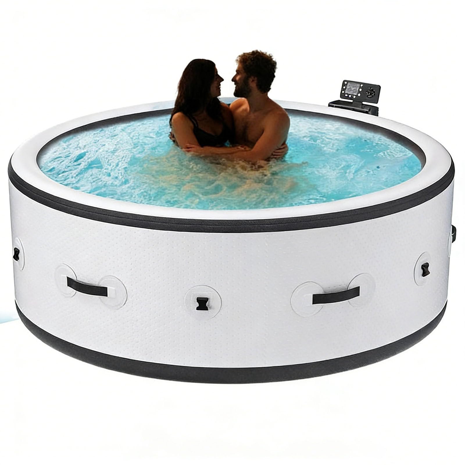 Vasca da Bagno Gonfiabile da 2500 W, Vasca Idromassaggio per Piscina Termale per 4-6 Persone, 150 Getti Massaggianti E Luci LED, per Terrazza, Giardino E Spazi Esterni (206 X 206 X 71 cm)