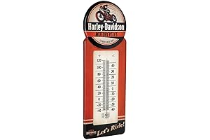 Official Harley Davidson Tin Thermometer, Metal Vintage Motorcycle Design #HDL-10098