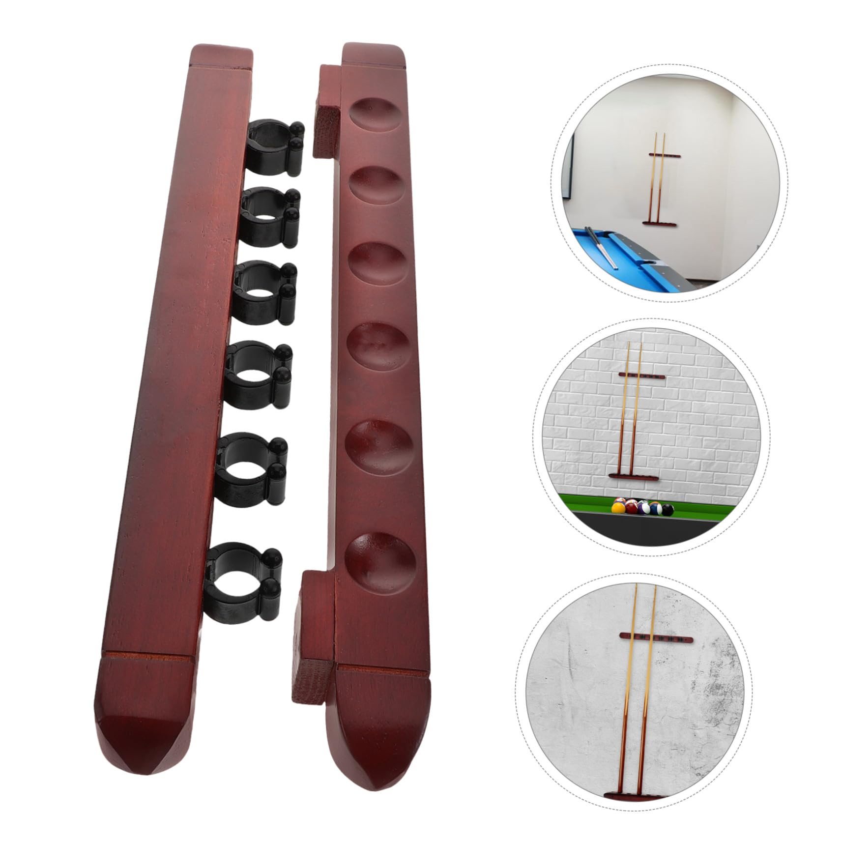 Kisangel Lot De 2 Supports De Queues De Billard en Bois Support De Rangement pour Queues De Billard À 6 Emplacements pour Salle De Jeux