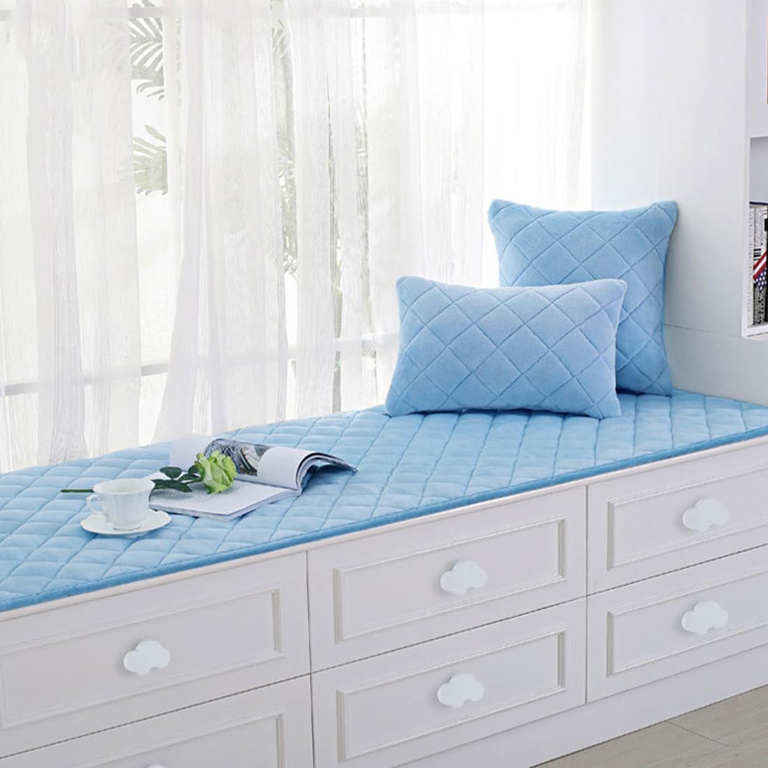 Pomelli per Mobili Bambini, 6 pezzi Pomelli per Cassetti a Forma di Nuvola, stelle, luna e nuvole pomelli per cassetti, per Cucina, Cameretta dei Bambini, Armadi, Giocattoli, Bianco, blu
