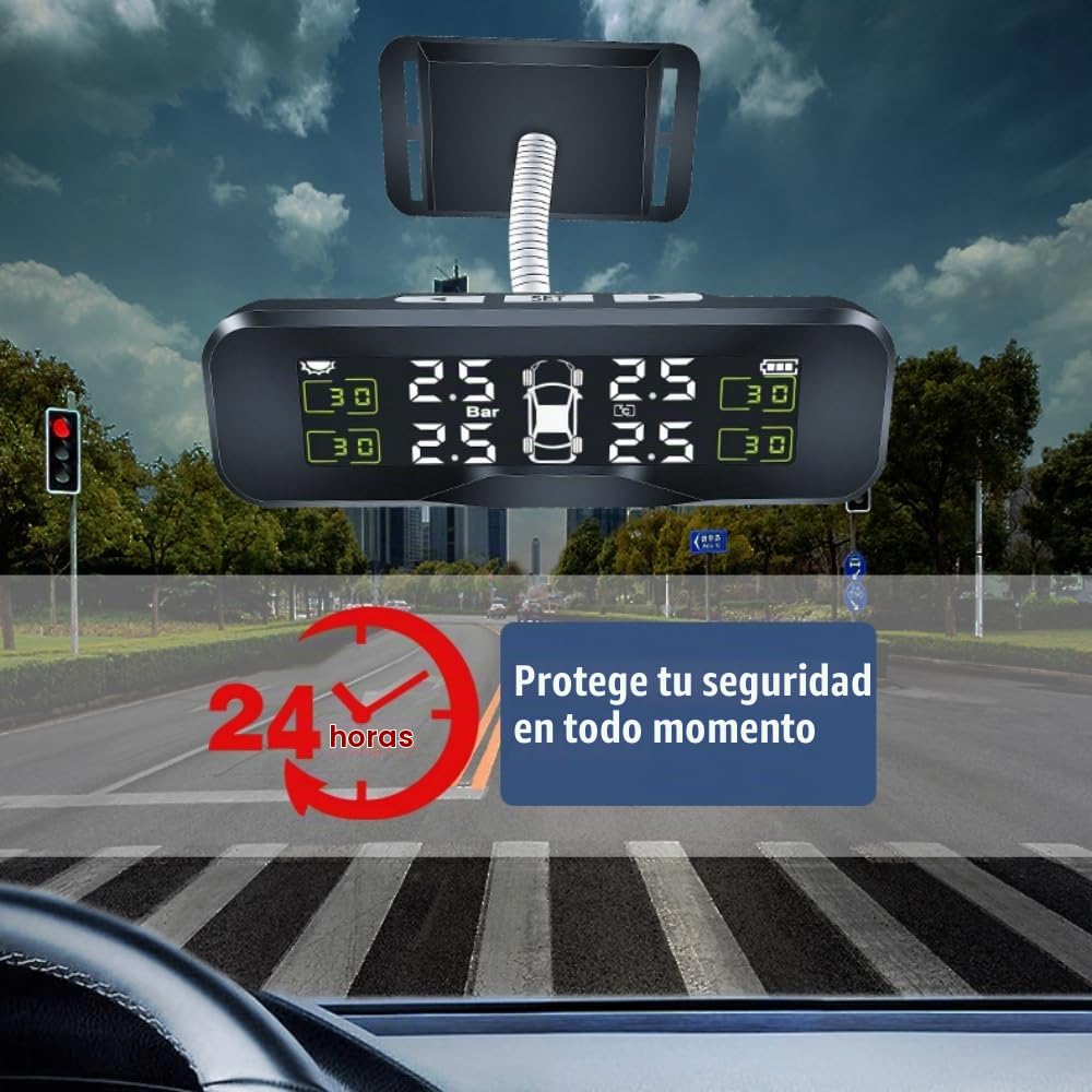 Sistema de Monitoreo Sensor de presión de neumáticos Ajuste de ángulo libre con pantalla LCD TPMS Monitor de presión detector universal para coche en tiempo Real con válvula externa