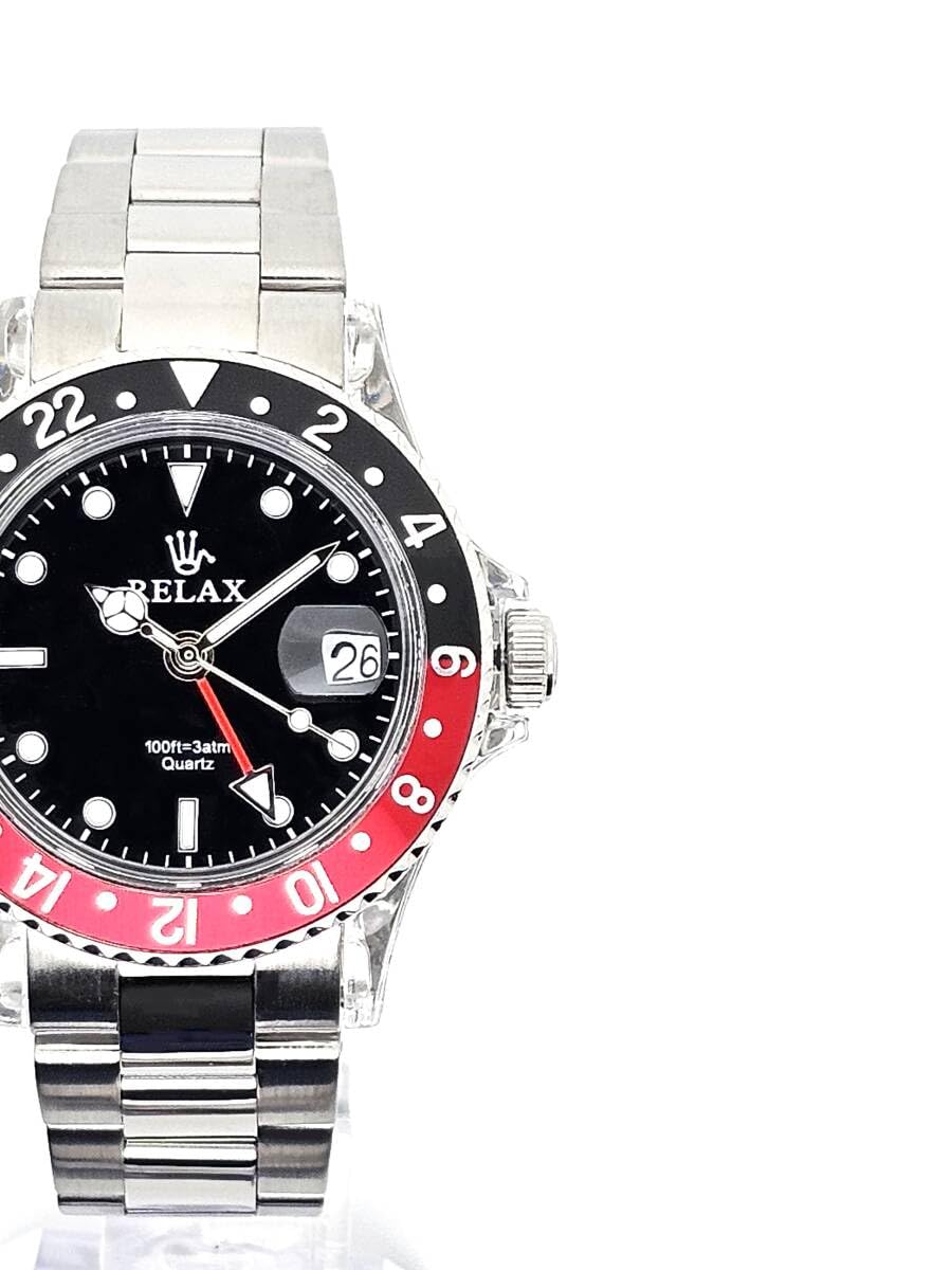 Amazon.co.jp: RELAX リラックス 王冠ロゴ GMT12-S カスタム腕時計 GMT 