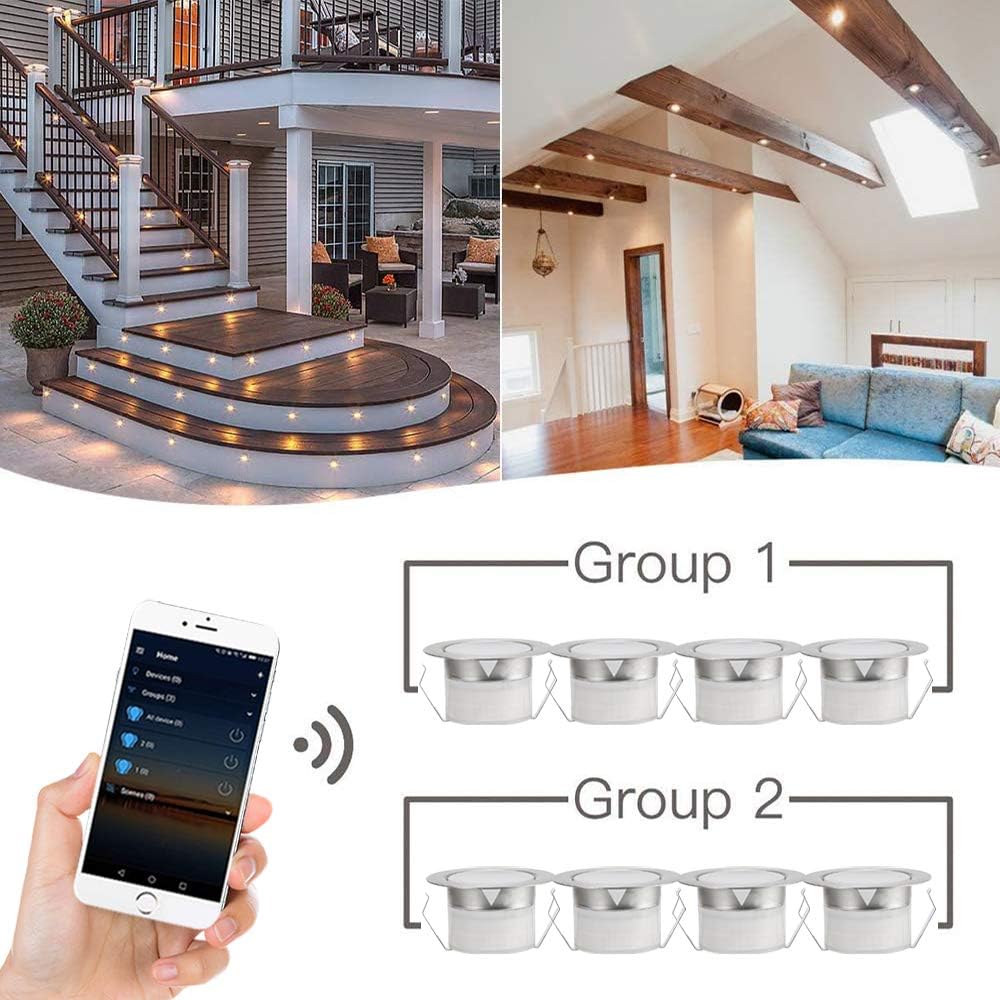 🔥 LED Deck Lights Kit 12v Low Voltage Landscape Lights Waterproof IP67 Stair Lights Φ2.4 Outdoor Recessed Lighting Decoration for Garden Path Patio Step Stairs Light (Warm White, 6 Pack)