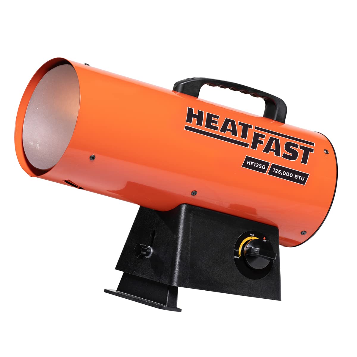 HF125G Portable Home, Jobsite, Construction Site Forced Air Liquid Propane Salamander Torpedo Space Heater with Variable Temperature Control, 125,000 BTU, orange, Medium