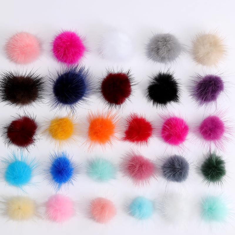 3 cm Pompon-Kugeln geeignet für Schlüsselanhänger Trim DIY Schmuck Handwerk Zubehör (Farbe: Weinrot, Größe: 30 mm, 80 Stück 1 Karte)