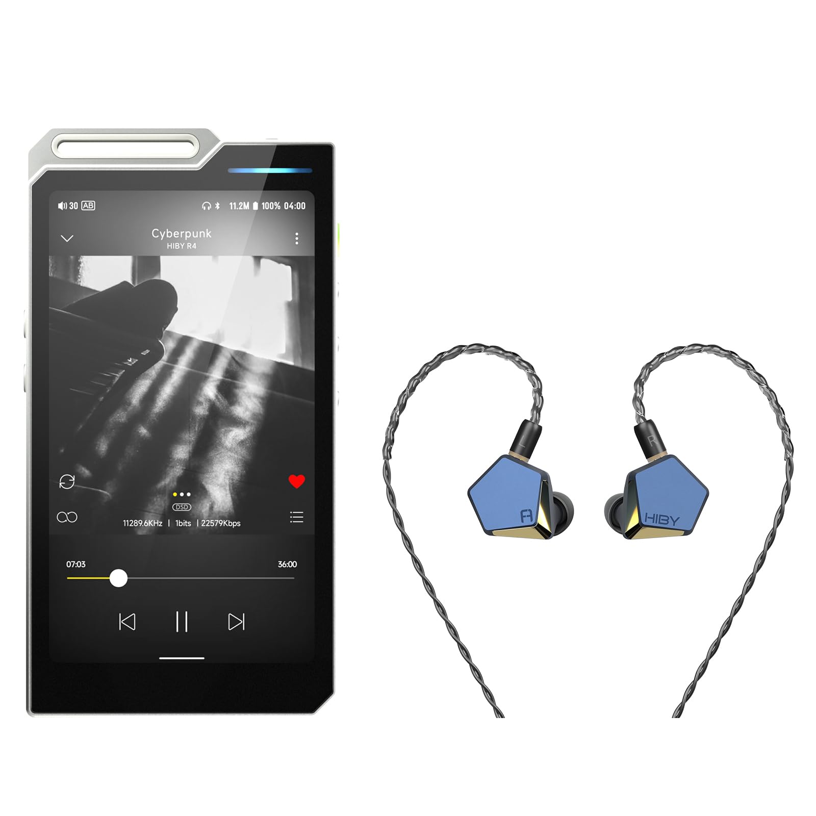 HiBy R4 mp3 mp4 Players HiBy x FAUDIO Project Ace HiFi IEMs Silver