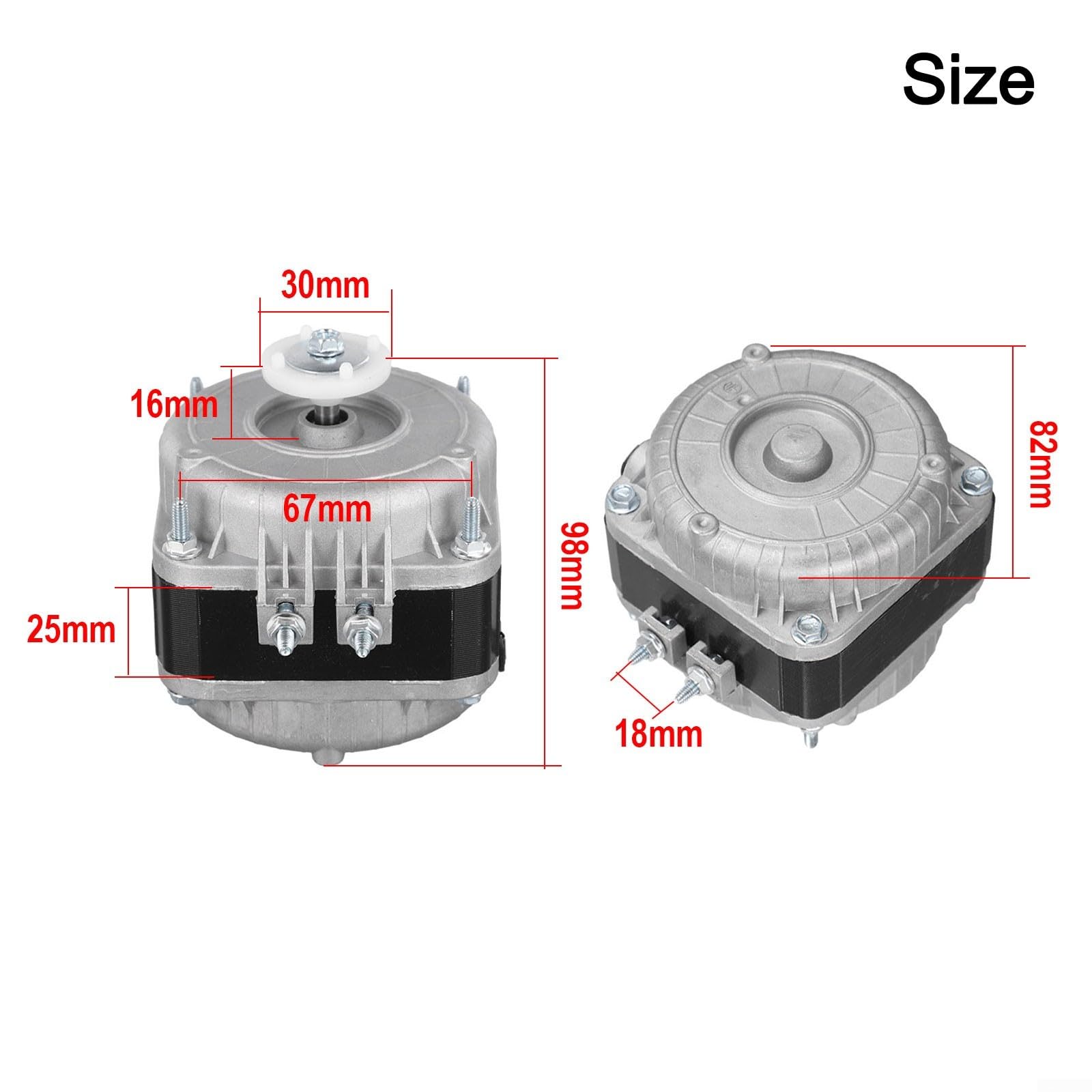 Kondensator-Lüftermotor für Kühlschrank, Gefrierschrank, 25 W, 35 W, 60 W, Kühlventilatormotor für Kühlgeräte, 220 V, 50 Hz, IP42-Schutz, 1300 U/min, Metallgehäuse, kompaktes Design (60 W)