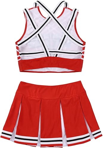 Miniatura 6 de Sywiyi Conjunto de camisetas cortas sin mangas con falda plisada, uniforme de equipo de animadoras para mujer