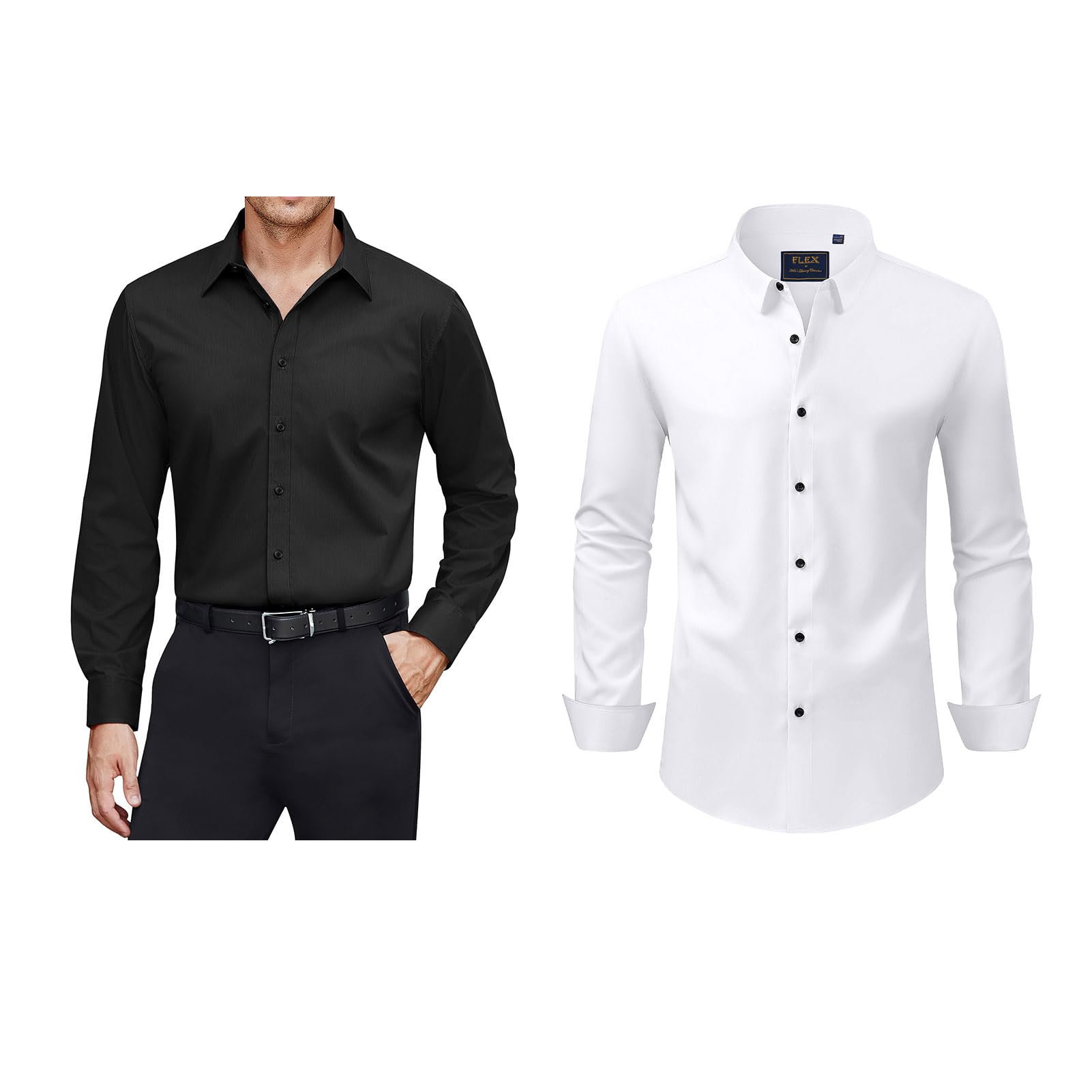 Amazon.com: J.VER Men's Dress Shirts Stretch Long Sleeve Formal Shirt