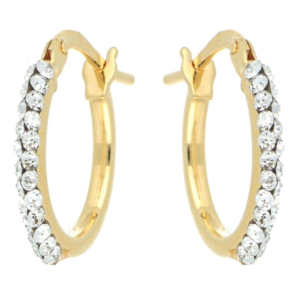 DelPia DelPia, Pendientes 2begold Oro 18 Quilates Plata Sterling 925 Amarillo Redondo con Cristales