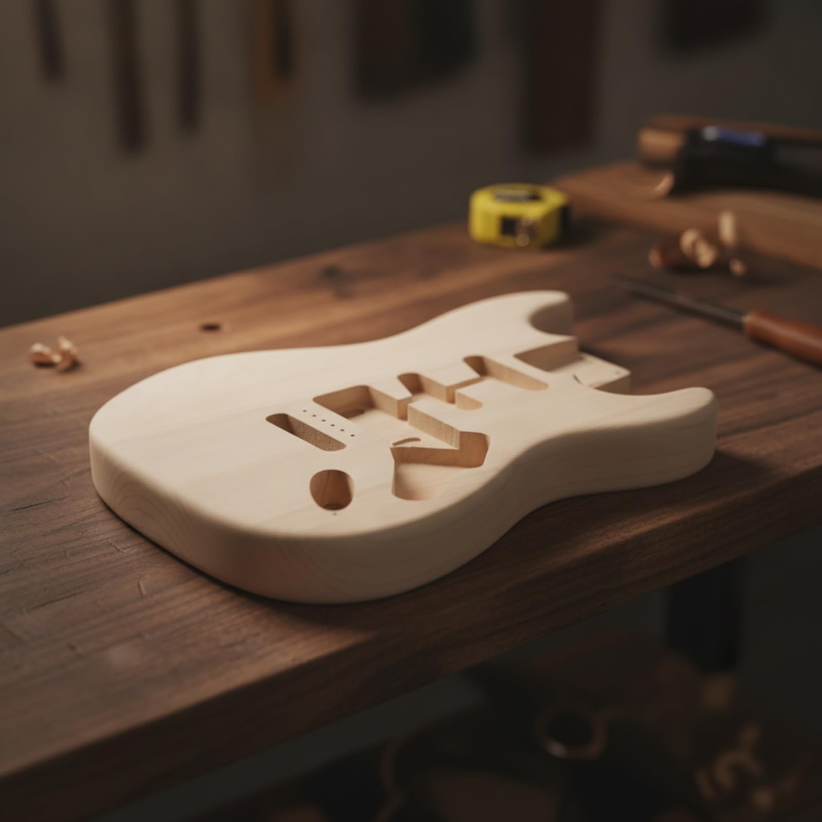 E-gitarren Elektrogitarren Body Rohling Holzrohling mit Vorgefrästen Fräsungen aus für Individuelle Lackierung Und Aufbau für Heimwerkstatt Bühnenmusiker Proberaum 455mmx325mmx44.7mm