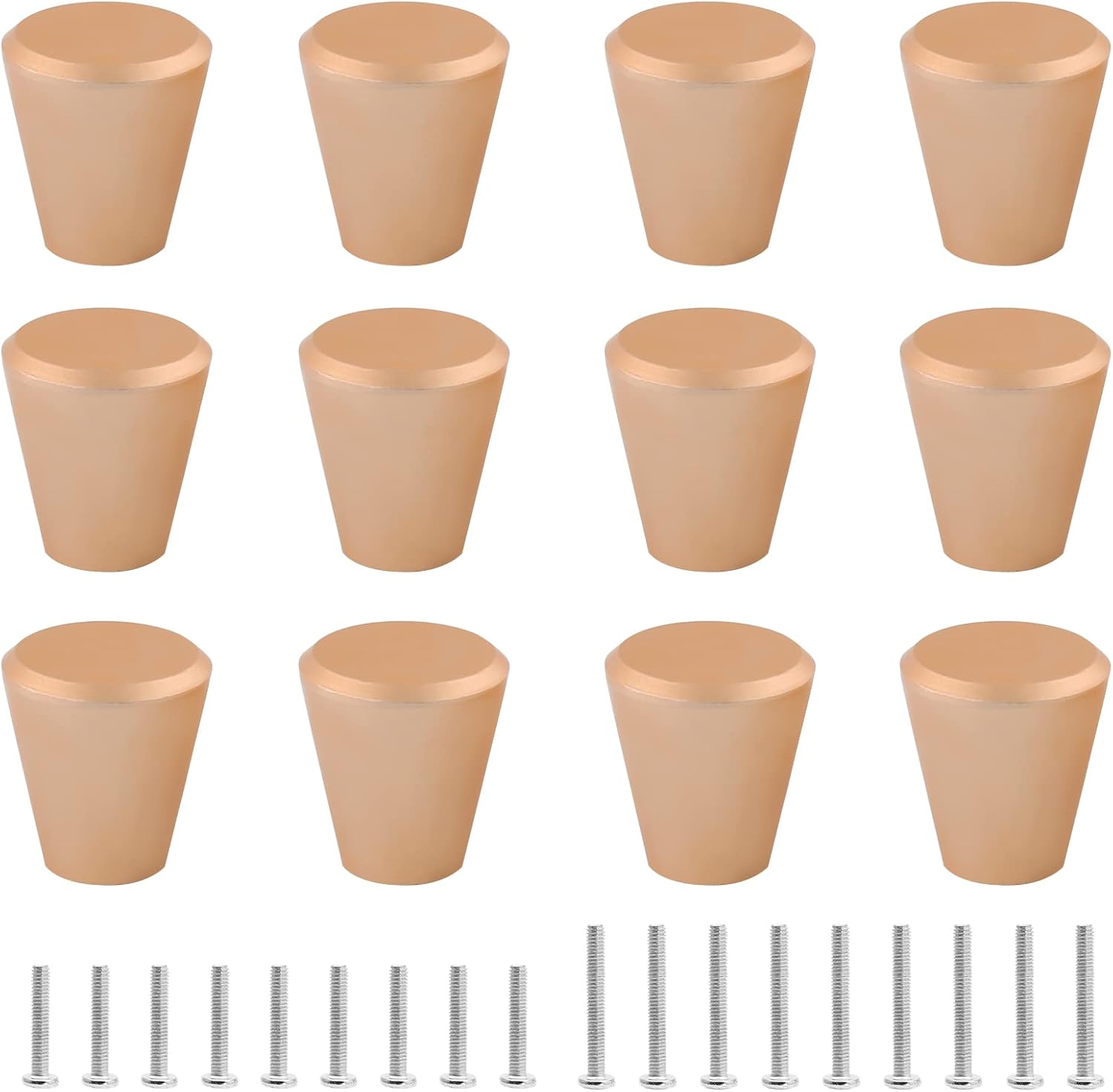 Uenhoy Cabinet Knobs, 12 Pack Rose Gold, Aluminum Alloy, Cone Shaped, Hardware Handle for Kitchen Cabinet, Cupboard, Dresser Drawer