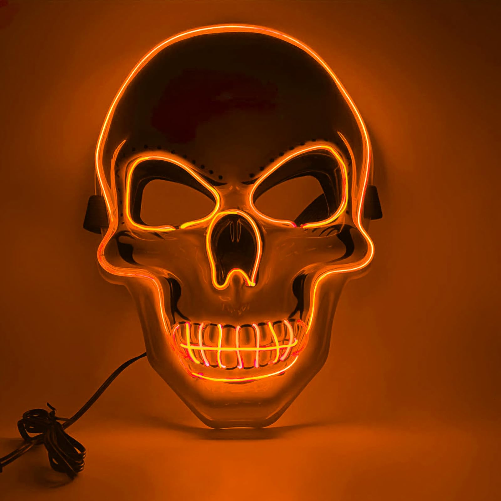 Halloween Mask with LED Lights - Scary Light-Up Mask for Costume Parties Cosplay, Masquerade & Carnival Festivals (white D) - Image 3