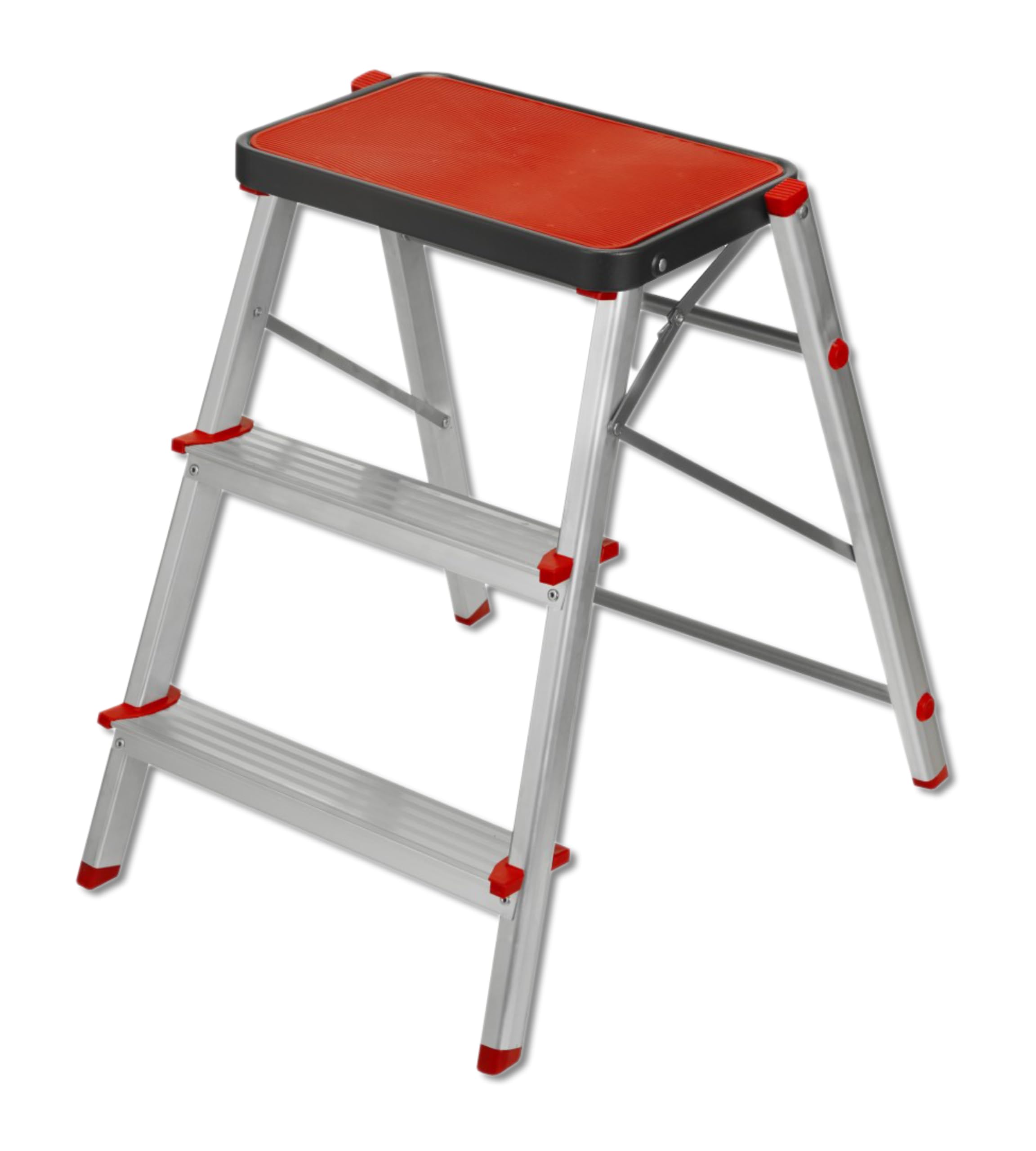 Escalera Taburete Plegable 3 Peldaños de Aluminio Ligero y Resistente - Antideslizante y Portátil de Fácil Almacenamiento para Uso Doméstico y en Almacenes - Fabricado en Europa | HR Hogar