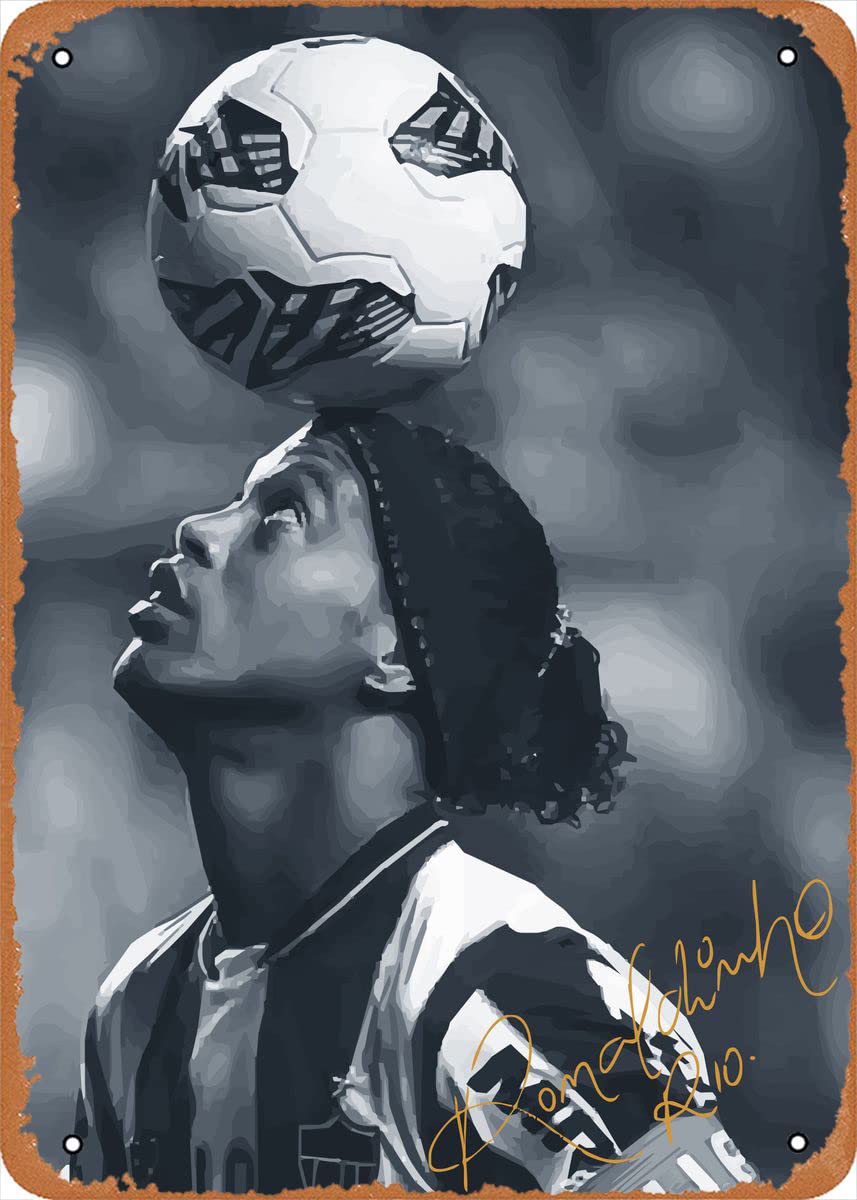 Ysirseu Great Ronaldinho Classic Metal Tin Sign 8 x 12 in New Classic Vintage Poster Man Cave Decorative