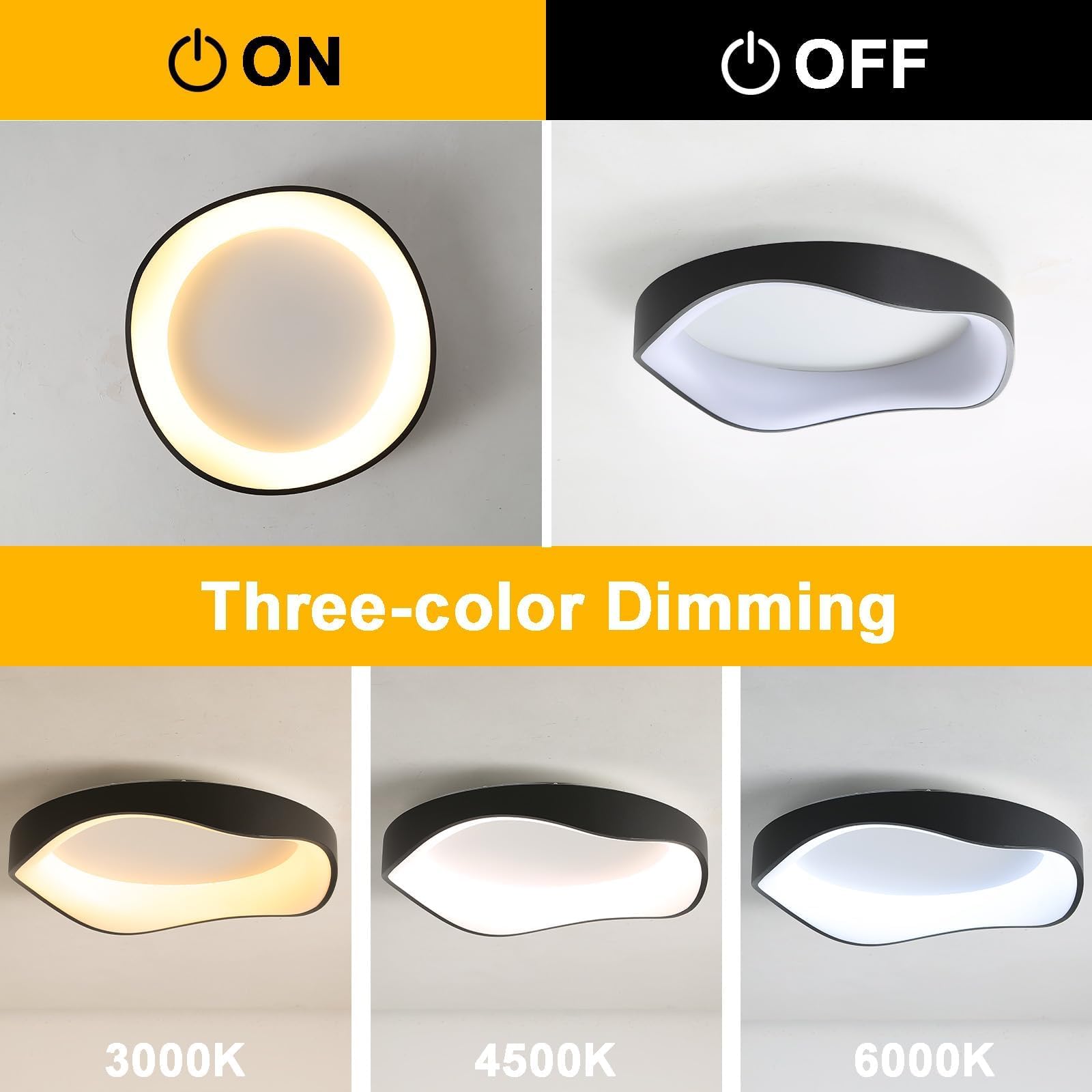 Moderne Led Deckenleuchte,Schwarz Deckenleuchte Dimmbar Minimalistische mit Fernbedienung,42cm 3000K-6500K Led Deckenlampe Für Wohnzimmer Schlafzimmer Küche Flur