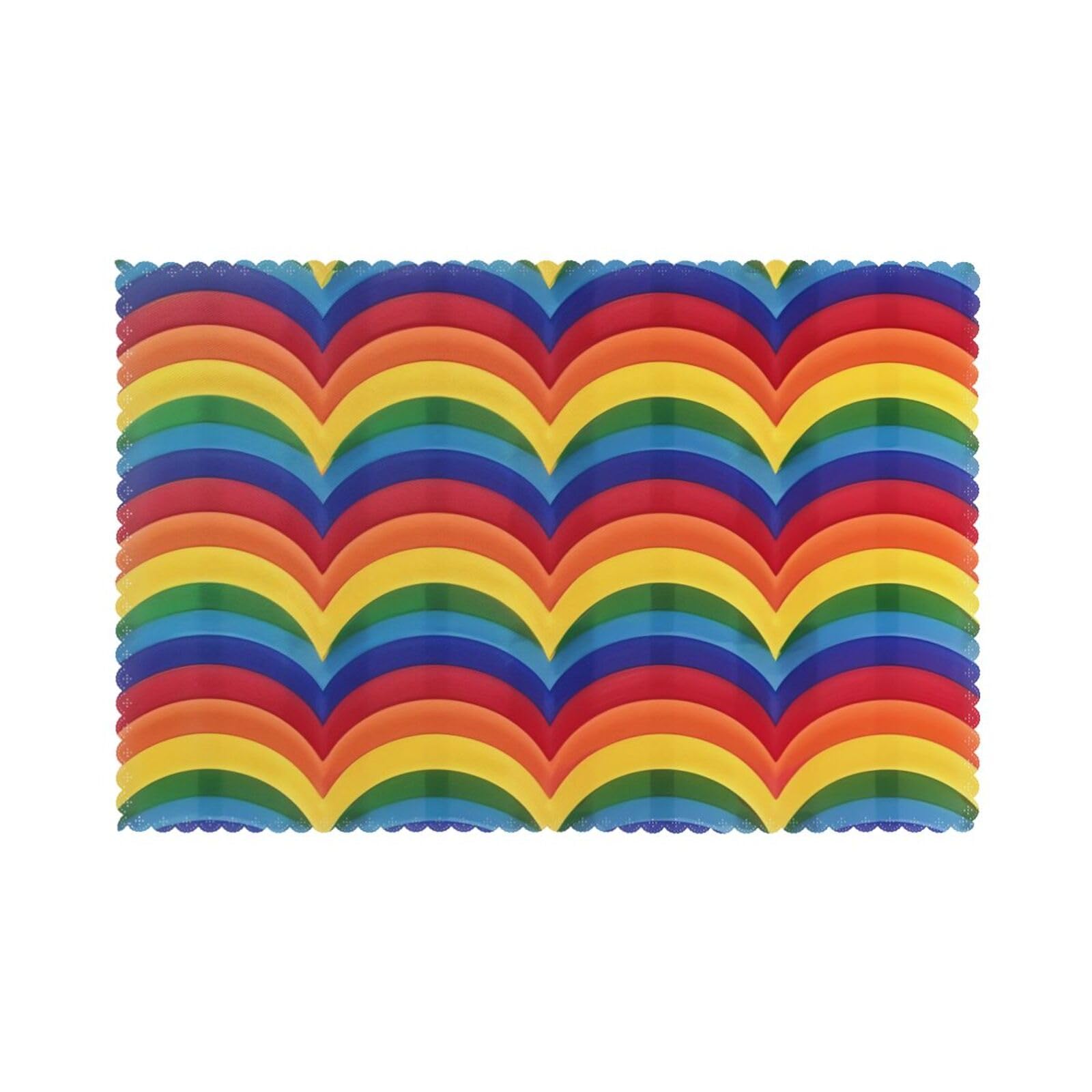 Rainbow Pattern Printed Placemat Heat Resistant Place Mats Set of 6 PCS Washable Kitchen Table Mats, 12x18 Inch