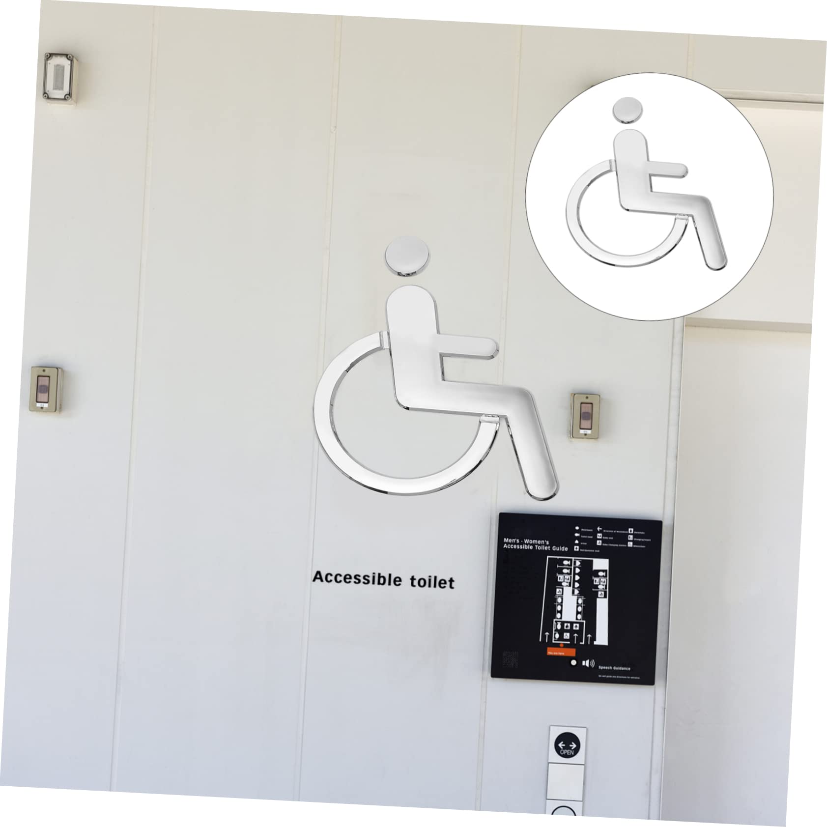 5 Piezas de Señal de Baño Accesible para Discapacitados en Plástico Abs Fácil Instalación Elegante Y Práctico.