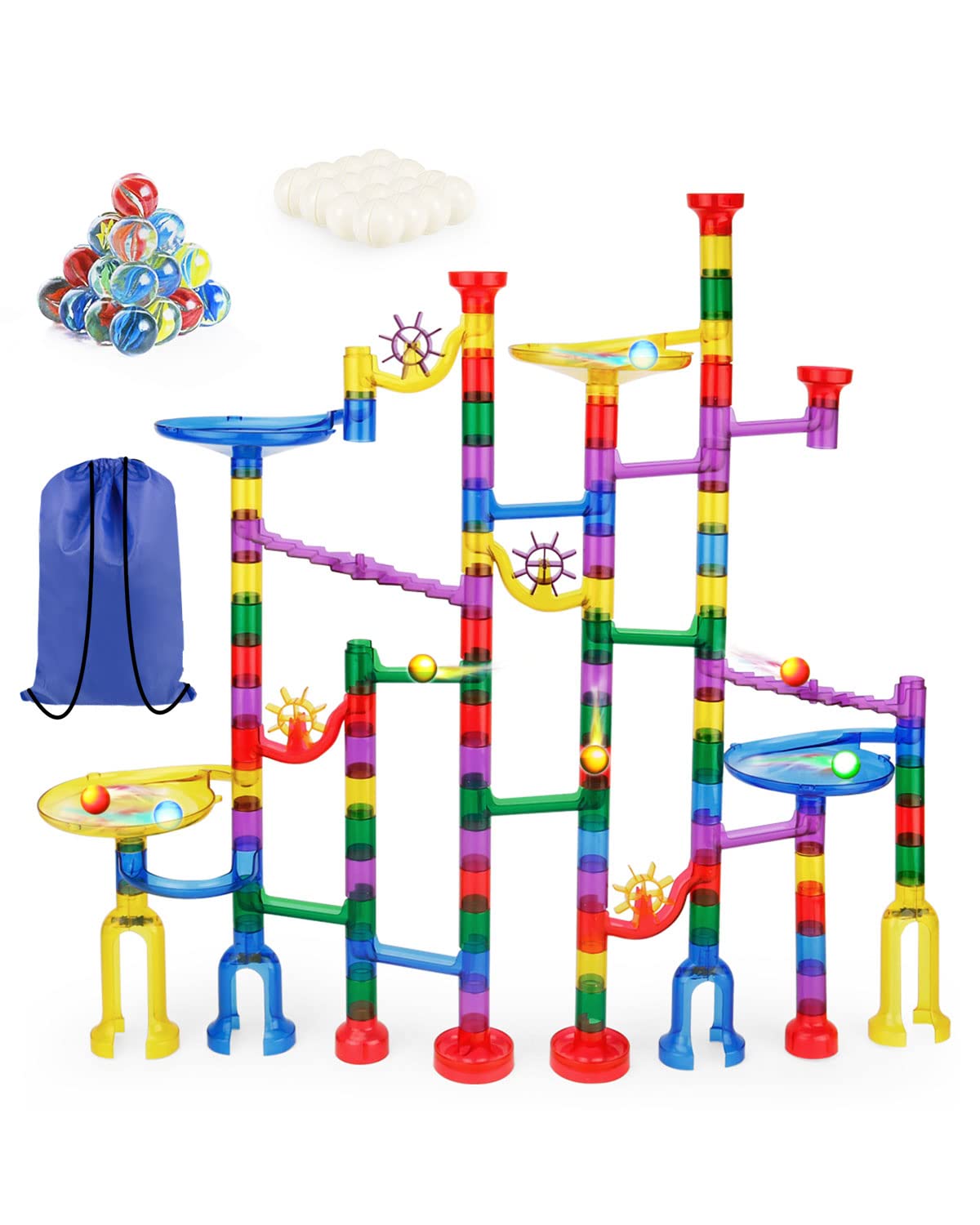 Buy ESMARTER Marble Run, Marble Game with 30 Glass Marbles, 16 Plastic