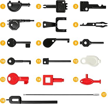 16-Piece Call Point Tets Keys, Fire Alarm Test Key Set (includes keyring), universal fire alarm test key suitable for engineers, emergency door release, and system maintenance