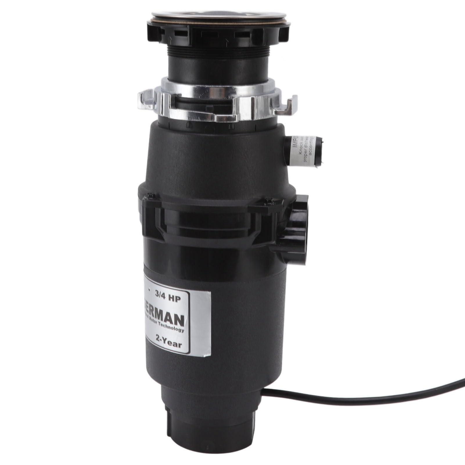 Triturador de residuos de alimentos Eliminación de basura silenciosa de 3/4 con motor de 4000 RPM, cámara de 37 oz, de molienda de acero inoxidable, uso doméstico en la cocina,