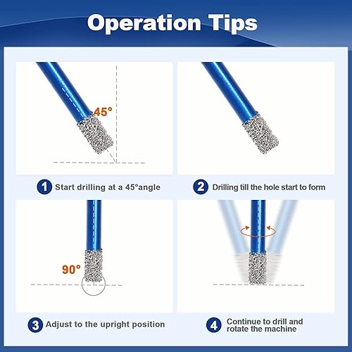 Miniatura 8 de BRSCHNITT - Juego de brocas de núcleo de diamante para azulejos de porcelana, cerámica, mármol, granito, perforación, 9 piezas, sierra de diamante