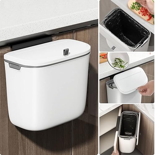 Cubo de basura colgante de 18 galones con tapa para puerta de armario de cocina o debajo del fregadero cubo de compost montado en la pared de la