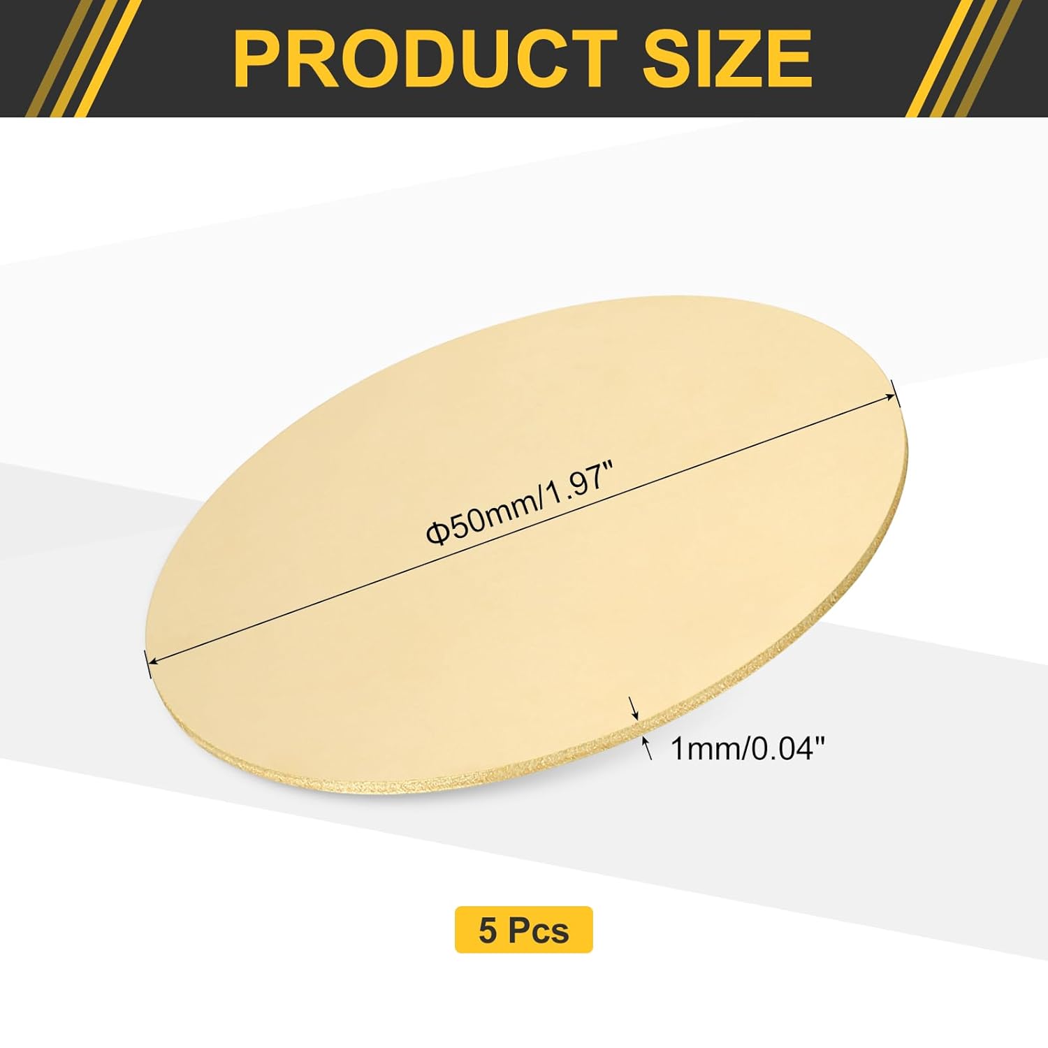 Pack of 5 Round Brass Plate 0 04 Inches (1 mm) Thick 2 Inches (50 mm) Diameter H62 Brass Round Disc Blank Metal Disc Copper Circular Disc for Metal Embossing DIY