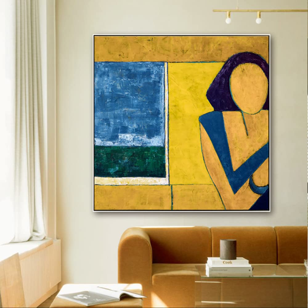 Peinture à l'huile abstraite de femme en graffiti coloré sur grande toile