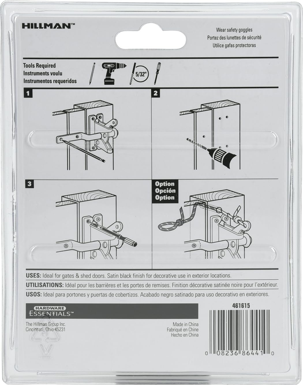 The Hillman Group 851370 2x4 Automatic Gate Latch, Black Finish
