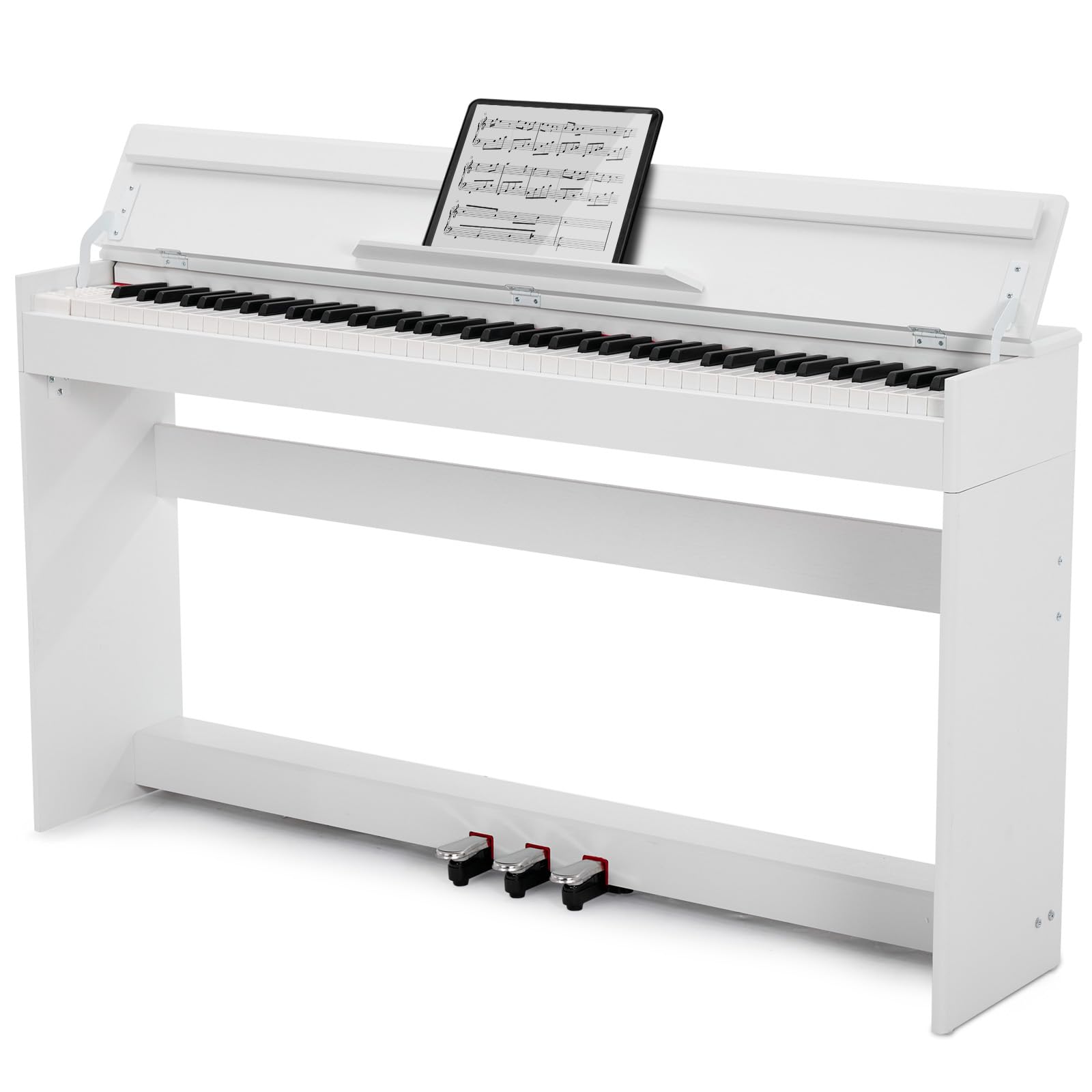 MUSTAR Digital Piano 88 Weighted Keys for Beginners, Full-Size 88 Key Piano Keyboard Semi Weighted, Electric Piano Keyboard 88 Keys with 3 Pedals, USB/MIDI, Wireless Connection (White)