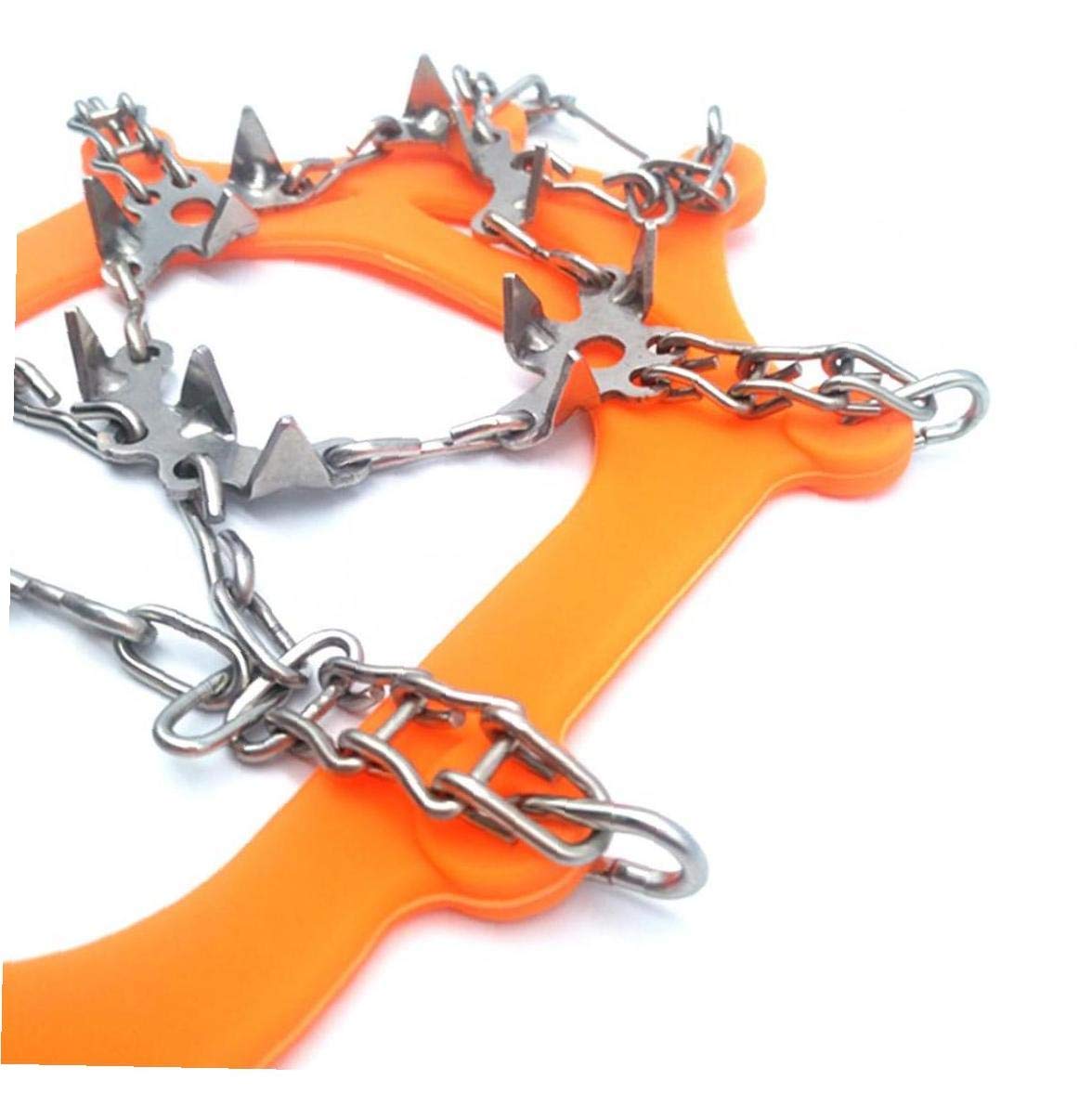 Ice Snow Grips Chaussures Grippers Crampons de Traction Crampons avec 19 Pointes Orange pour l'escalade Randonnée sur Neige et Glace (m)
