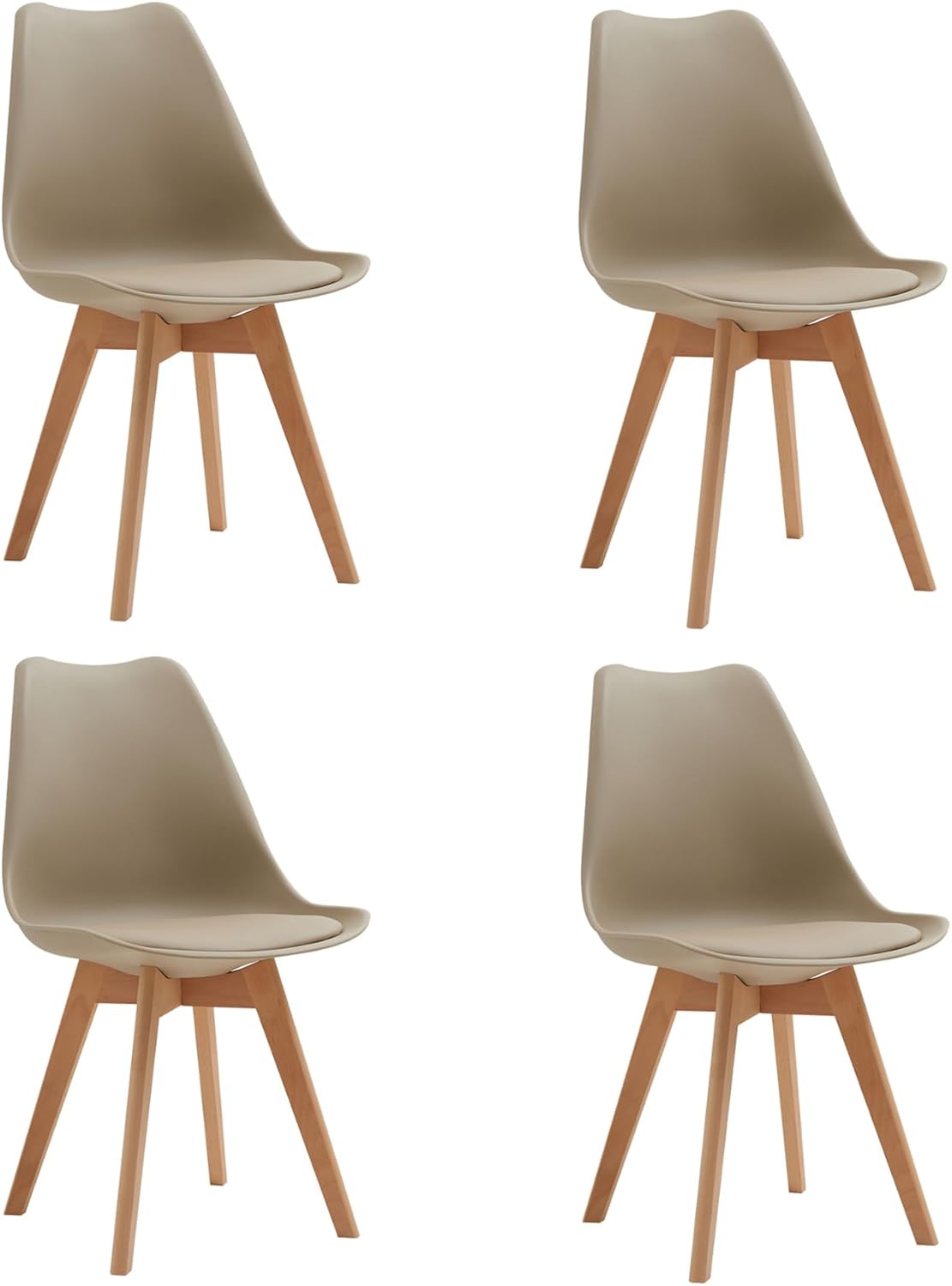 Pack de 4 Sillas de Comedor Nórdicas con Cuero Tapizado