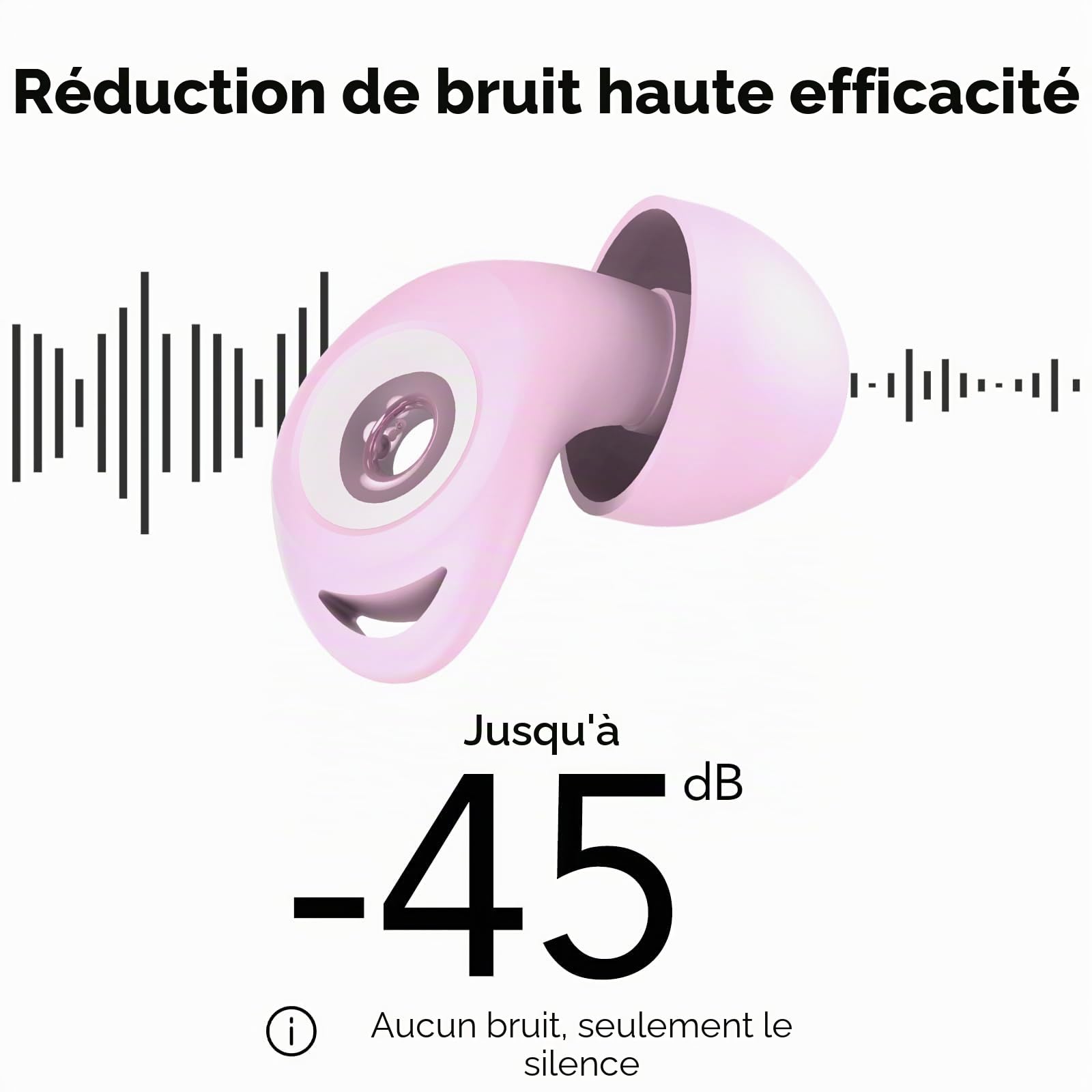 Bouchon D'oreille Pour Dormir, Anti-Bruit 45 dB, 4 Tailles (XS/S/M/L) | Douces et réutilisables, 8 embouts en 4 tailles (XS/S/M/L), bouchons d'oreille en silicone pour avion, concert, ronflement