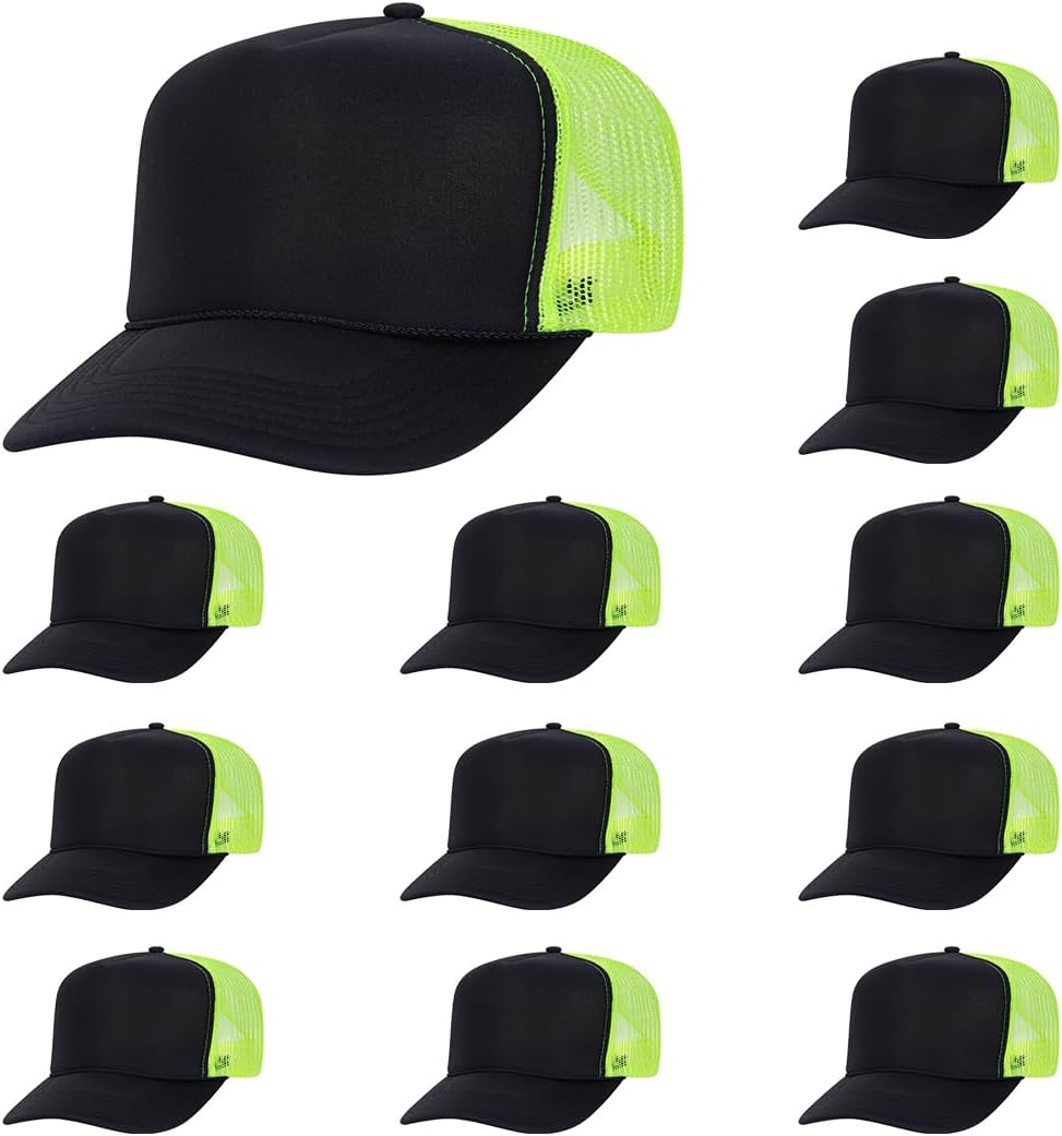 OTTO Polyester Foam Front 5 Panel High Crown Mesh Back Trucker Hats in 97, Bulk, Wholesale