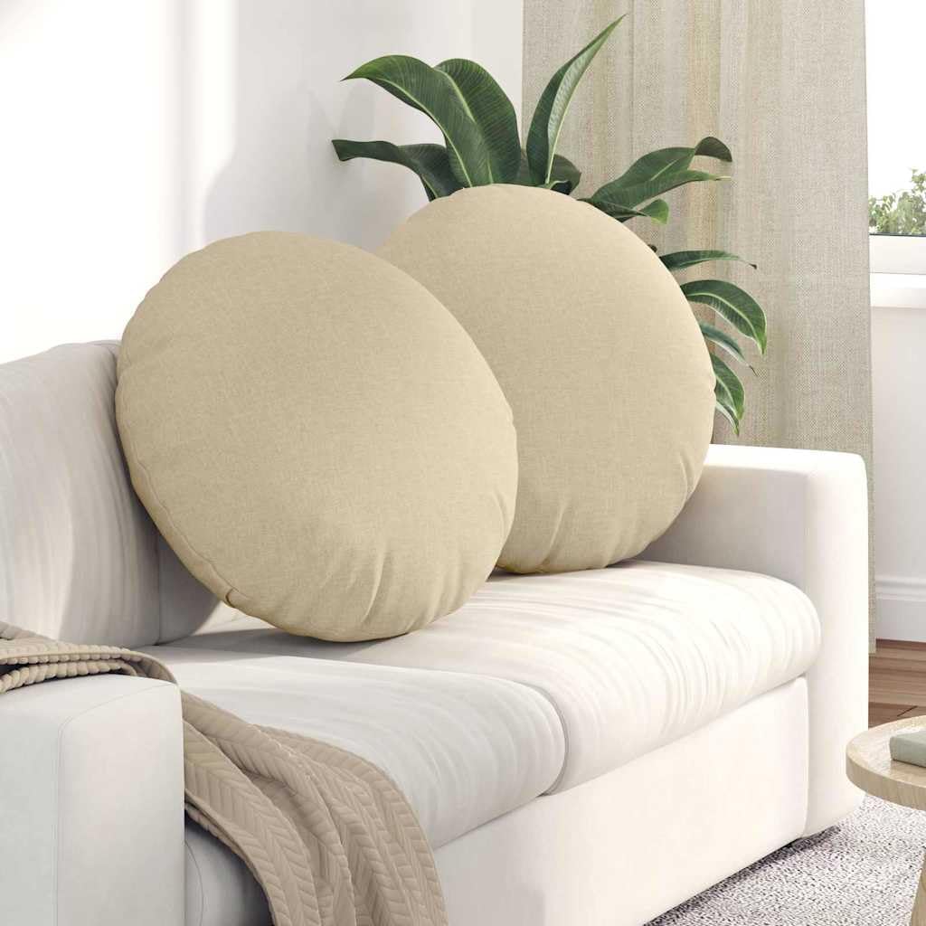 Set di 2 cuscini da pavimento, 80 x 80 x 29 cm, in tessuto, colore crema