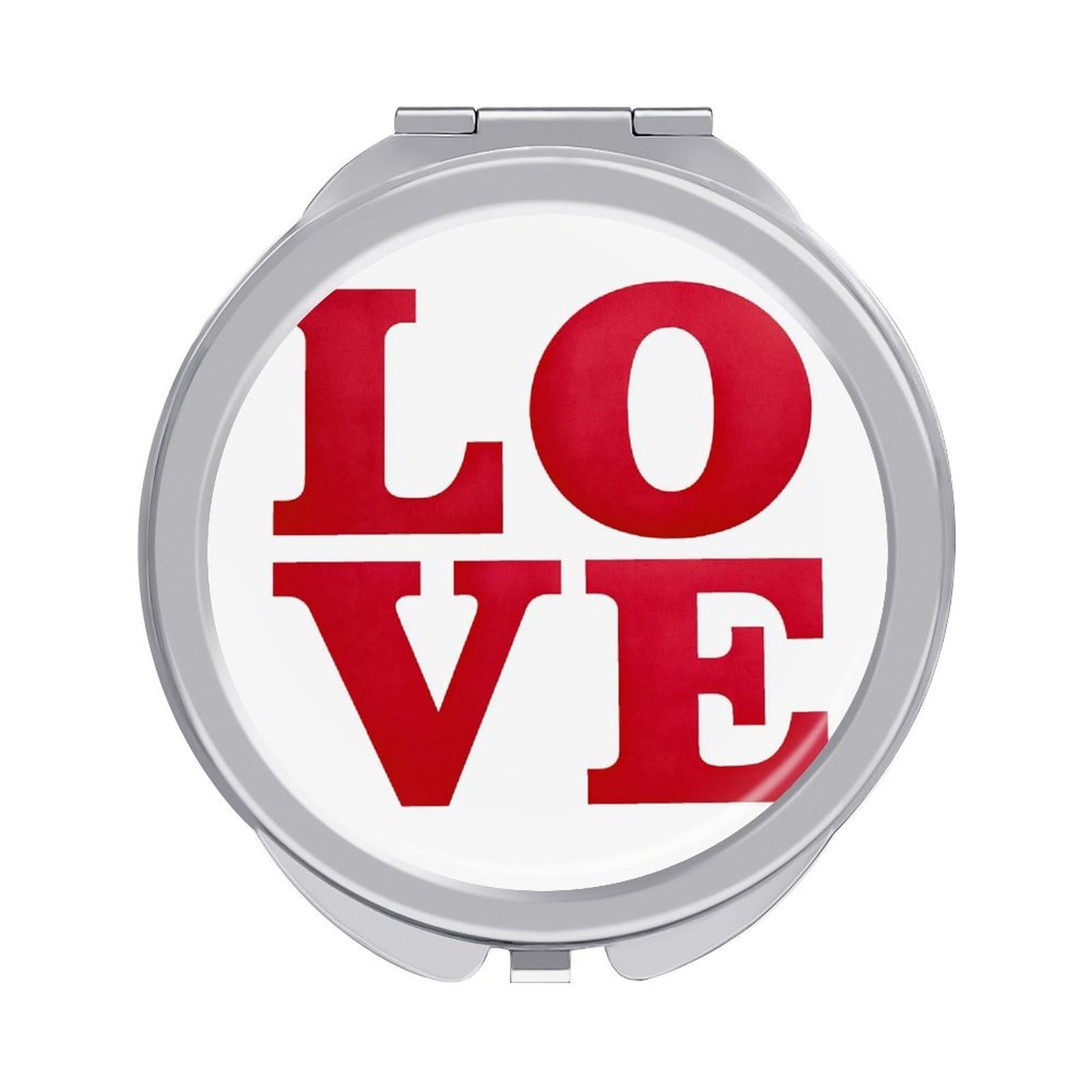 Jubonexis LOVE in Bold Red Letters Women Pocket Mirrors, Girls Small Portable Travel Makeup Mini Mirror