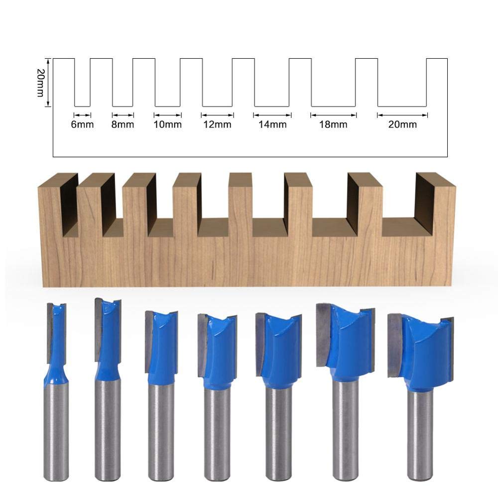 Fresa Frese Set di punte diritte per router con codolo da 1mm 8mm per taglierina di legno 6-20mm diametro di taglio carpentiere fresa CNC Woodwor Tools-7_pcs_set